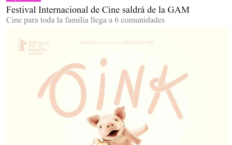 Festival Internacional de Cine saldrá de la GAM