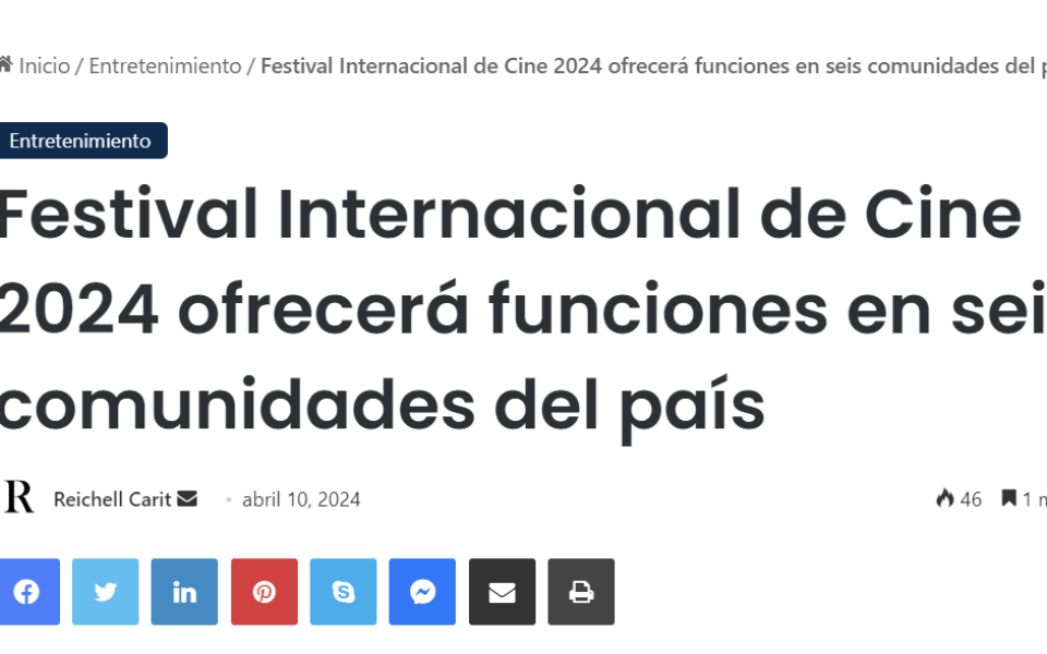 Festival Internacional de Cine 2024 ofrecerá funciones en seis comunidades del país